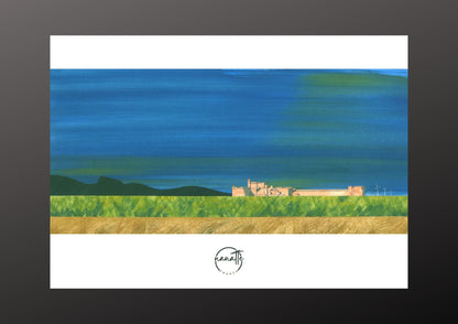 Affiche picturale forteresse château dans la campagne française