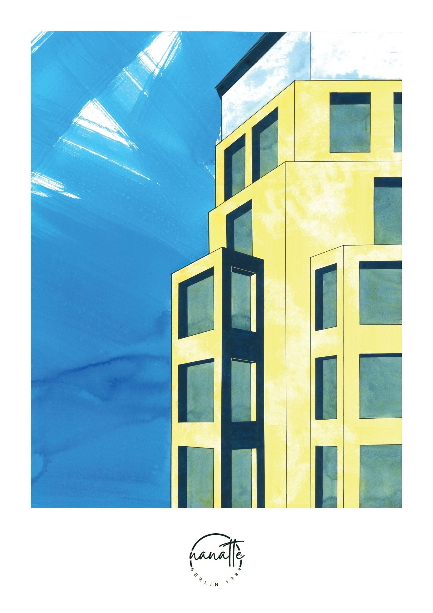 affiche d'architecture d'une façade avec bow-window à Berlin