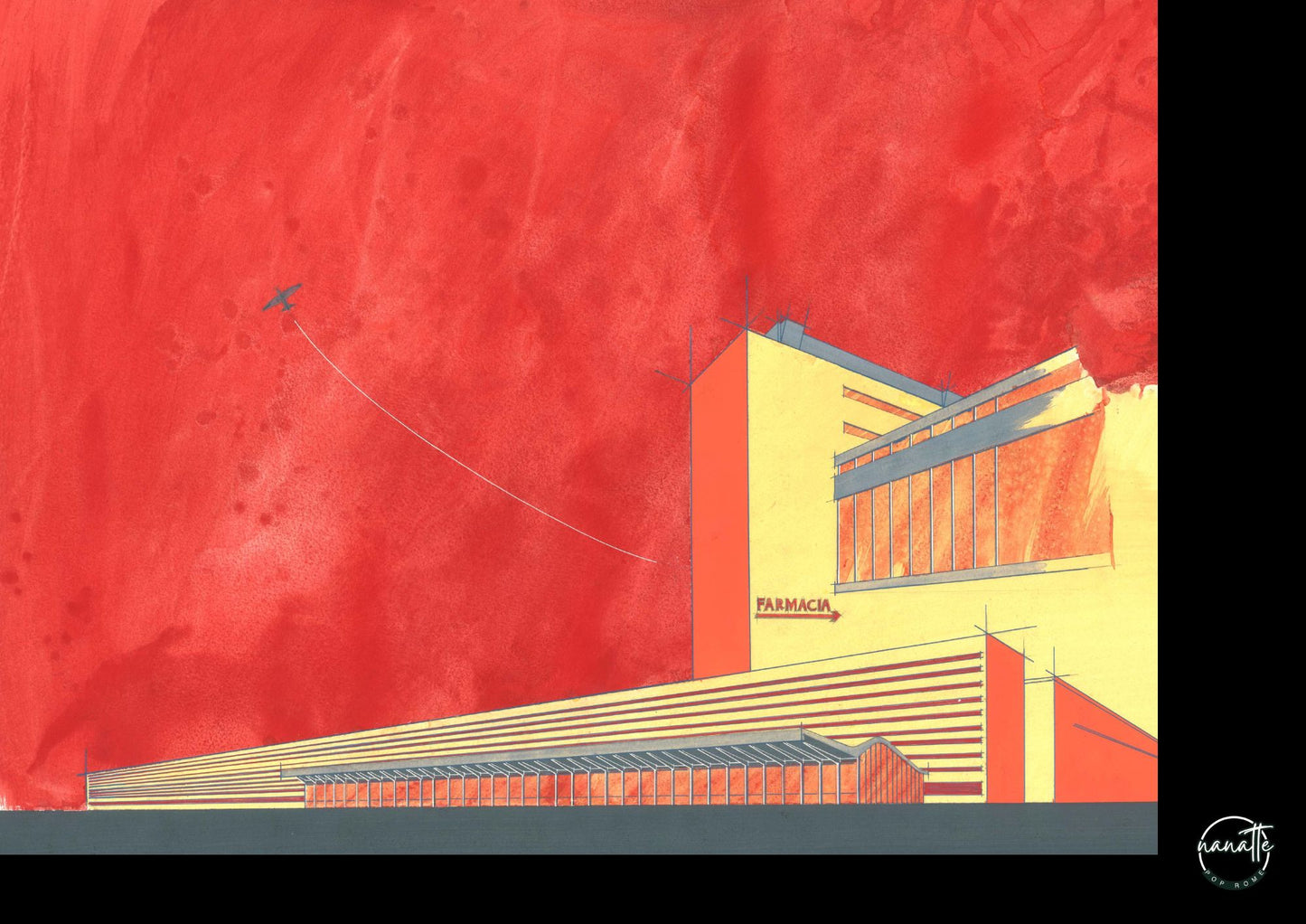 affiche d'architecture de la gare de Termini à Rome