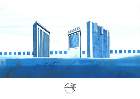 affiche d'architecture imaginaire représentant des murs dans un musée