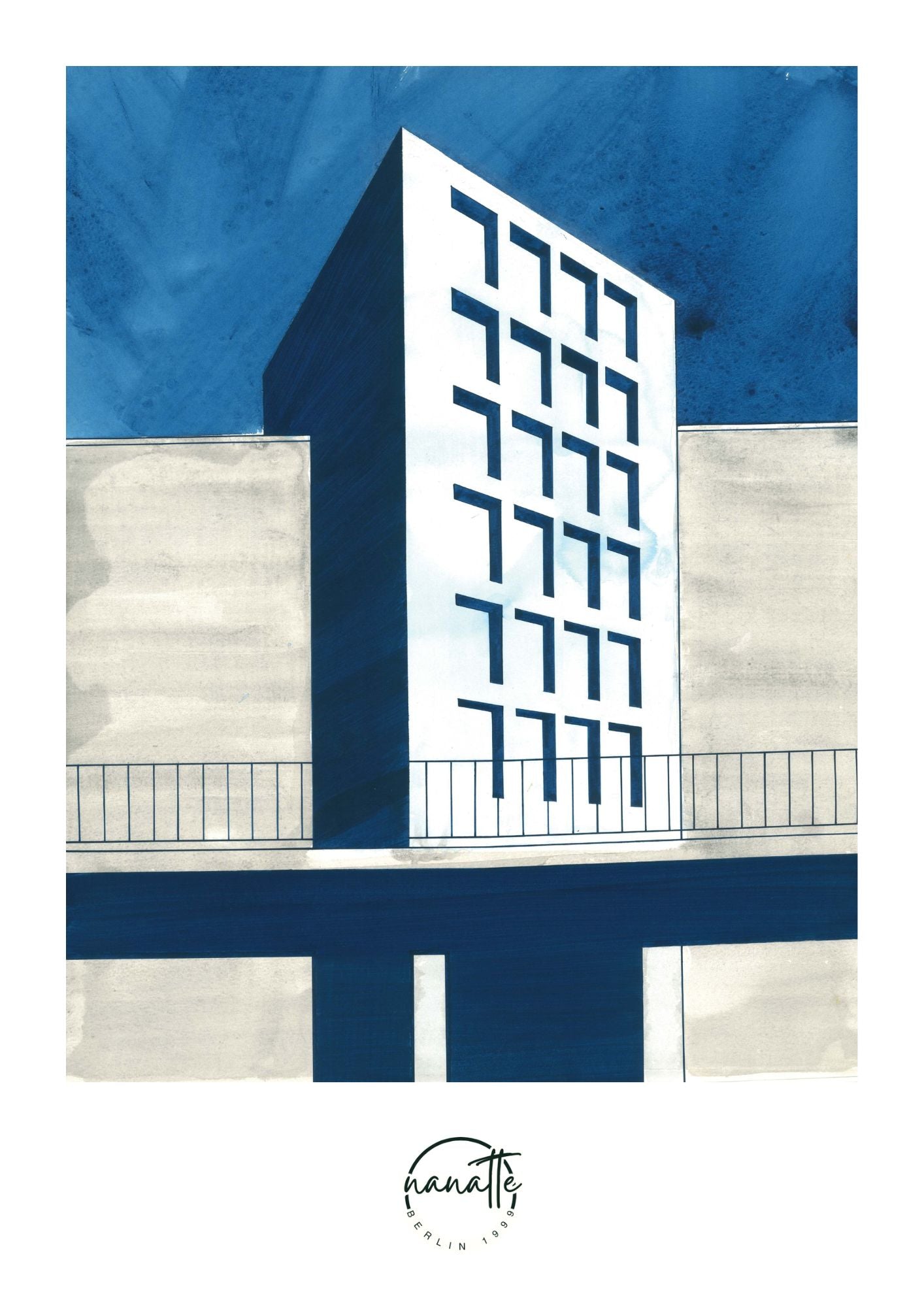 affiche d'architecture d'une passerelle urbaine à Berlin