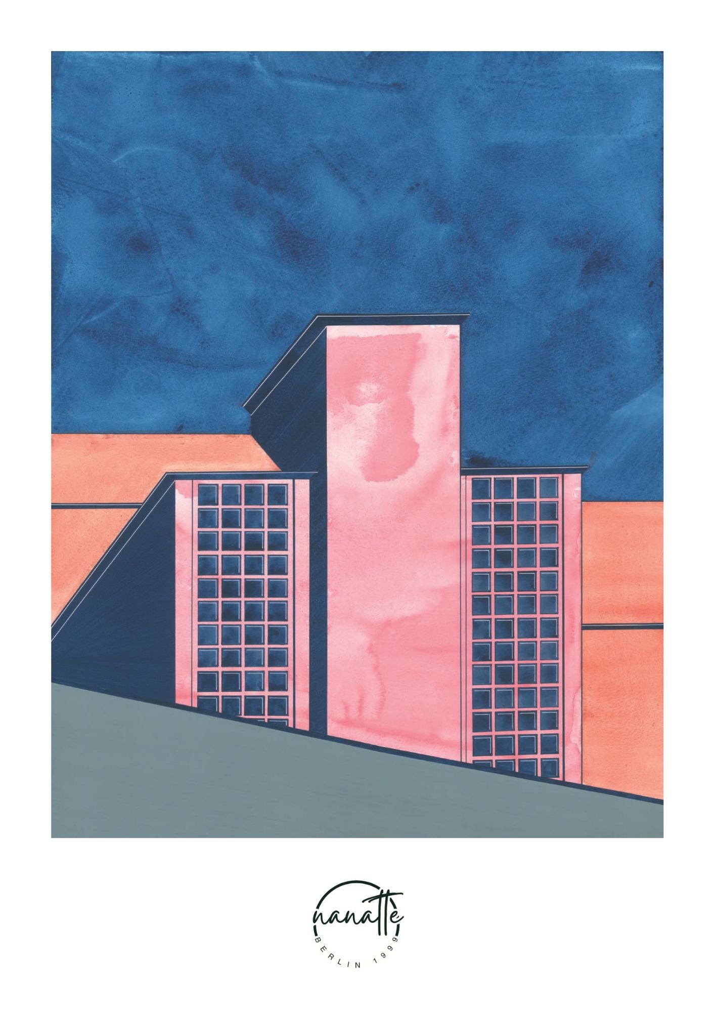 affiche d'architecture d'un bâtiment industriel à Berlin