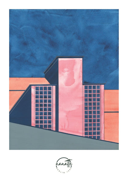 affiche d'architecture d'un bâtiment industriel à Berlin
