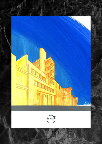 Affiche picturale caserne Mallet-Stevens Paris architecture Art déco en perspective