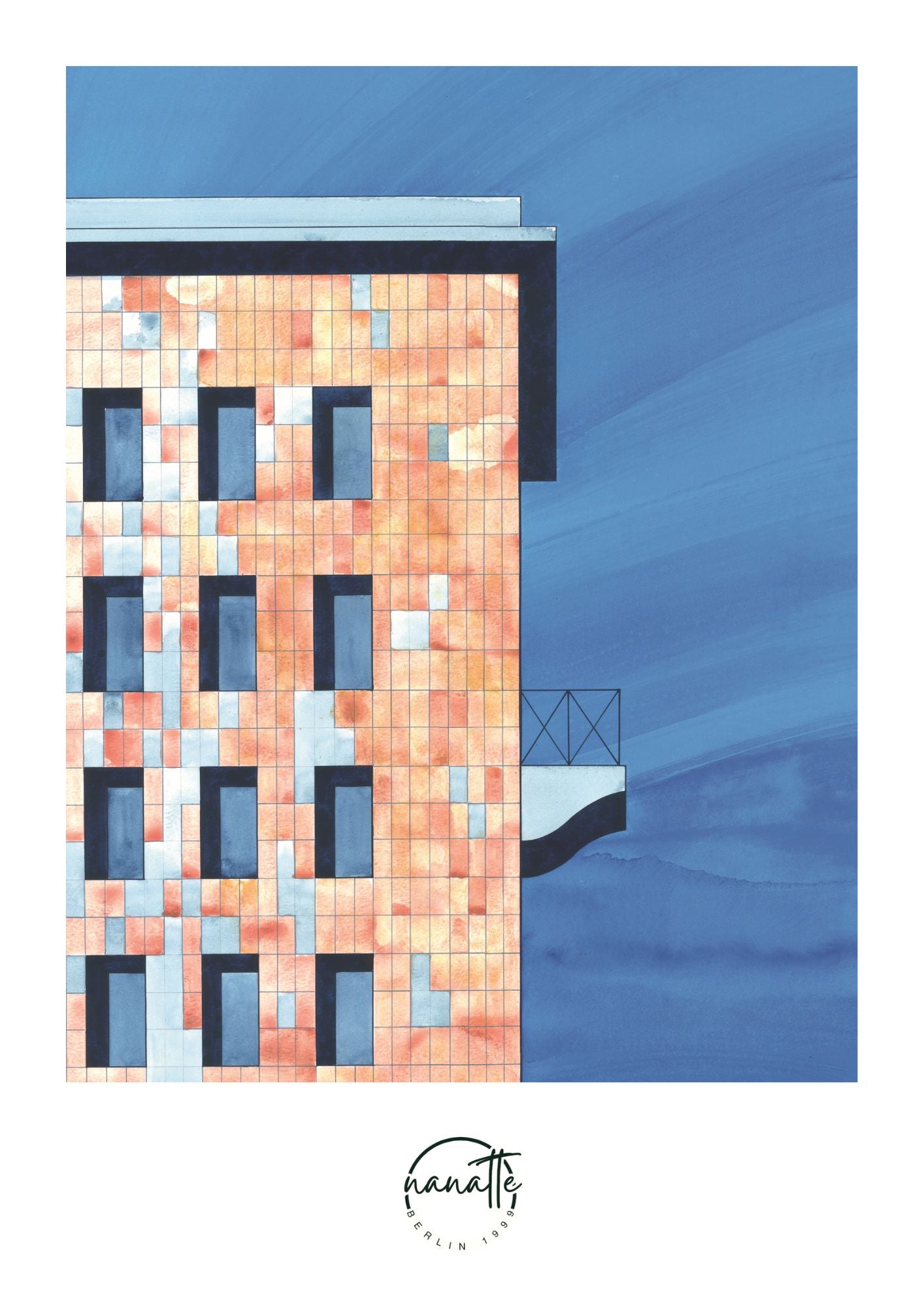 affiche d'architecture d'une façade en ruine à Berlin