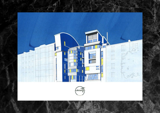 Affiche picturale immeuble contemporain de Belleville à Paris