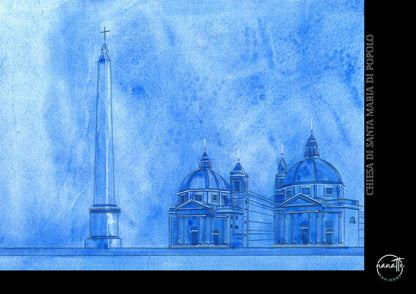 affiche d'une perspective de la piazza del Popolo à Rome