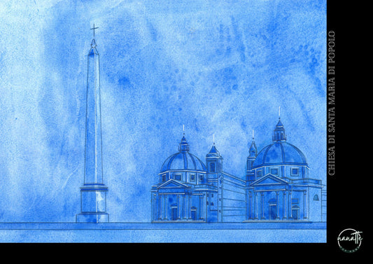 affiche d'une perspective de la piazza del Popolo à Rome