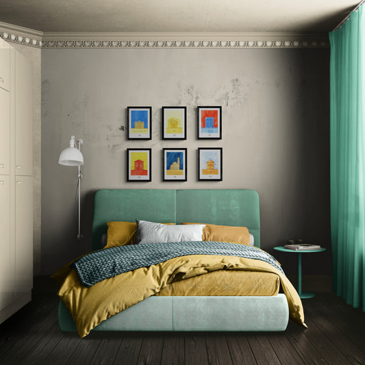affiches  de monuments romains dans une chambre 