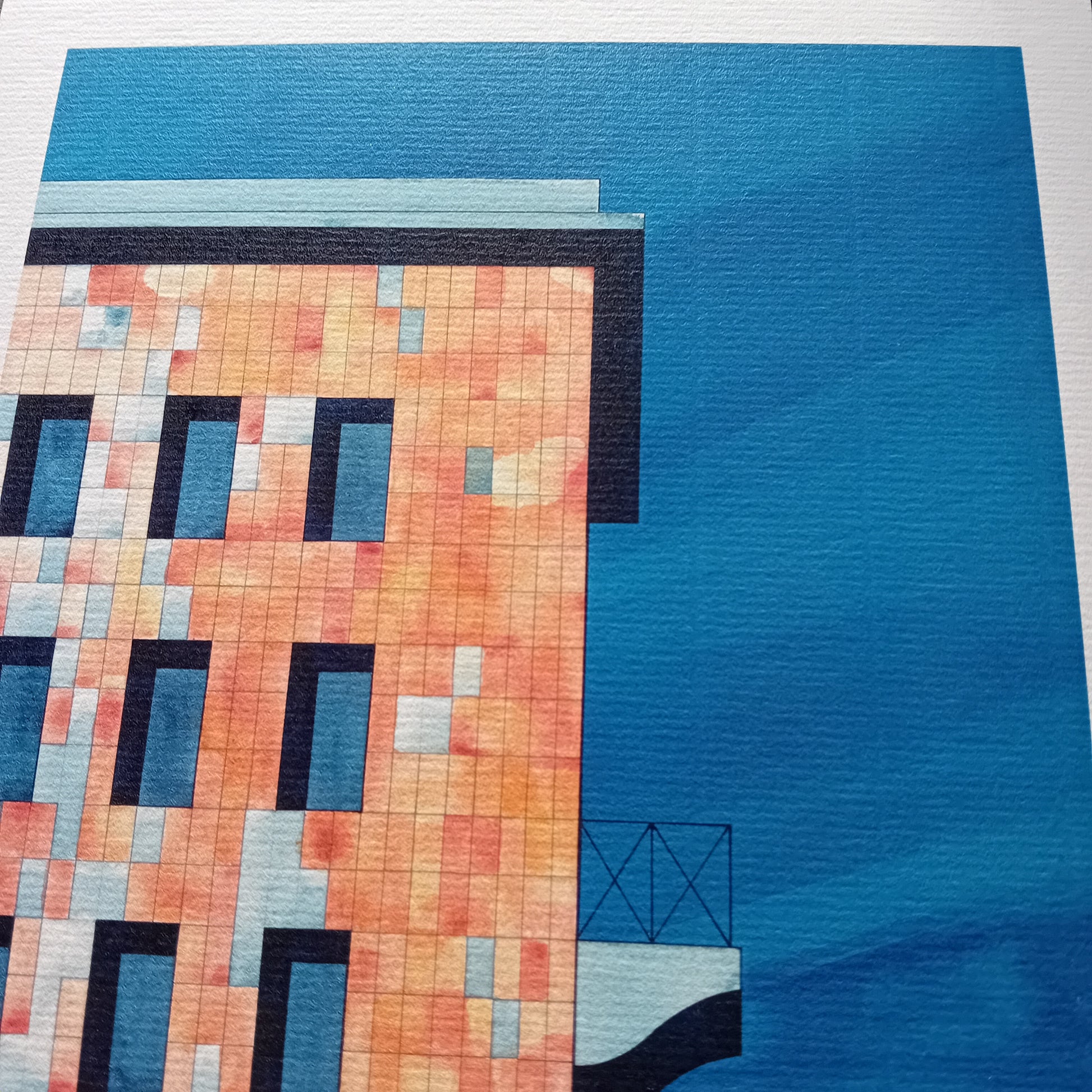 dessin de la façade en briques d'un immeuble berlinois 