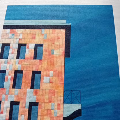 dessin de la façade en briques d'un immeuble berlinois 