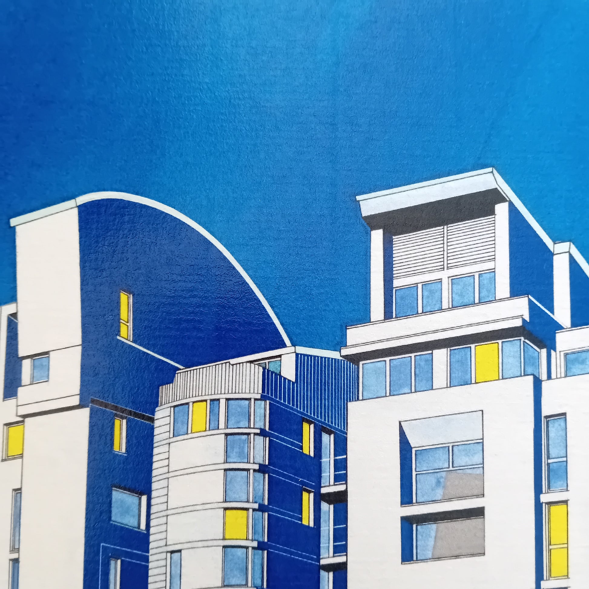 dessin d'un immeuble moderne de Belleville à Paris