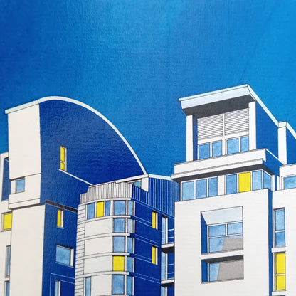 dessin d'un immeuble moderne de Belleville à Paris