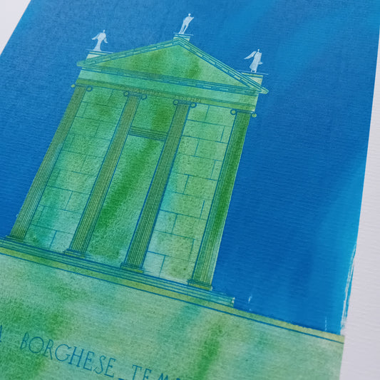 dessin du temple d'esculape à Rome