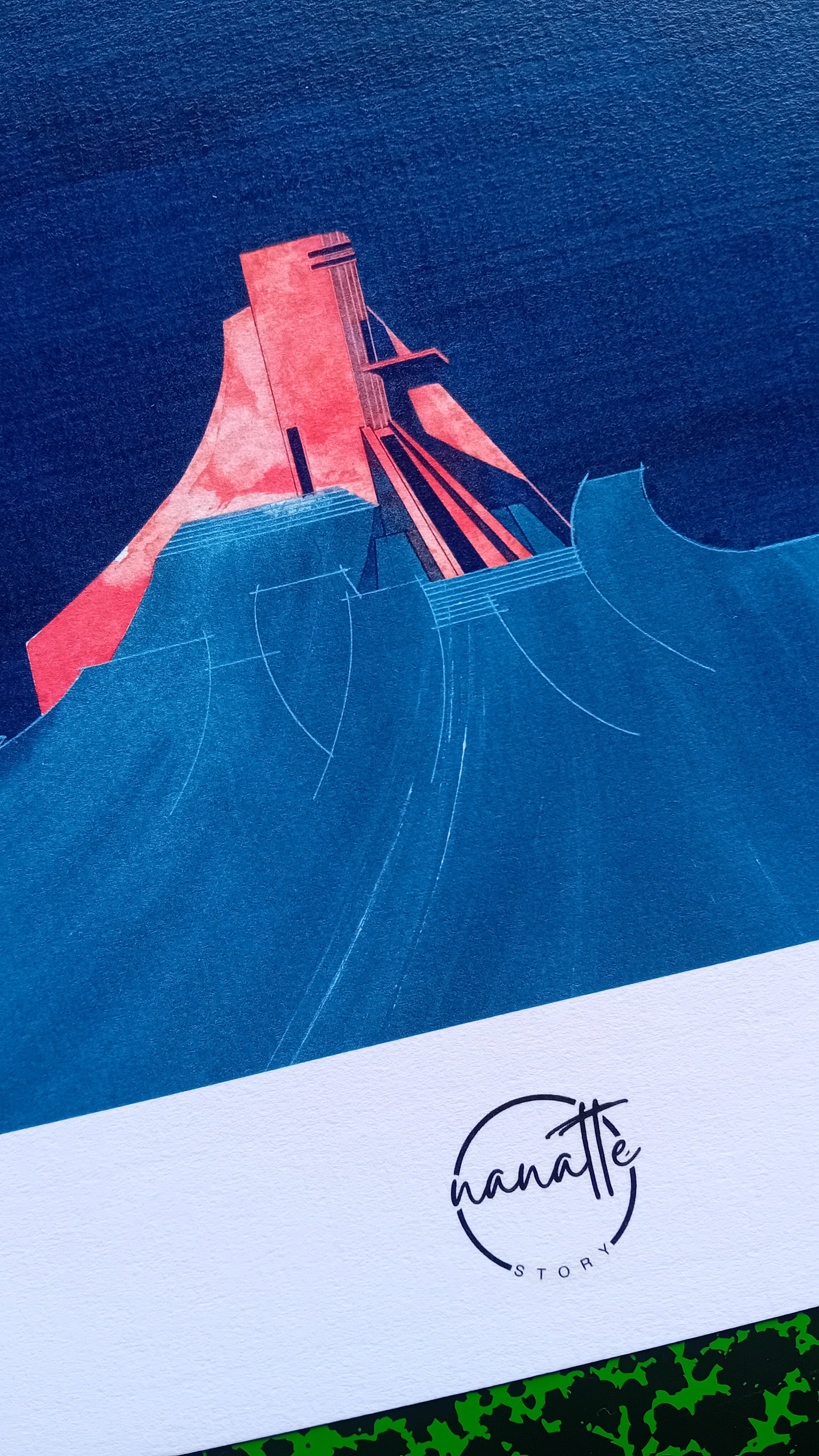 Détail affiche picturale architecture imaginaire signée nanatte