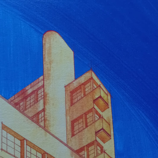 gros plan sur affiche picturale d'une caserne art déco à Paris