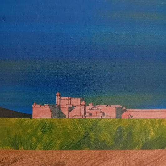 gros plan sur affiche picturale de l'architecture du château de Salses en France